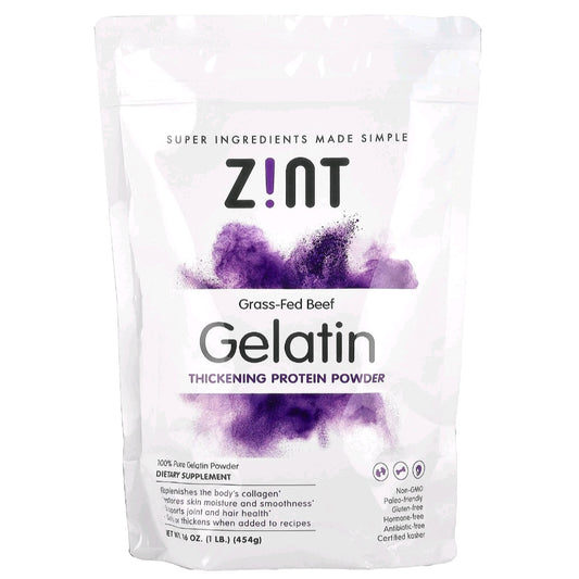 Zint, Gelatin Thickening Protein Powder, Grass Fed Beef, 454 g