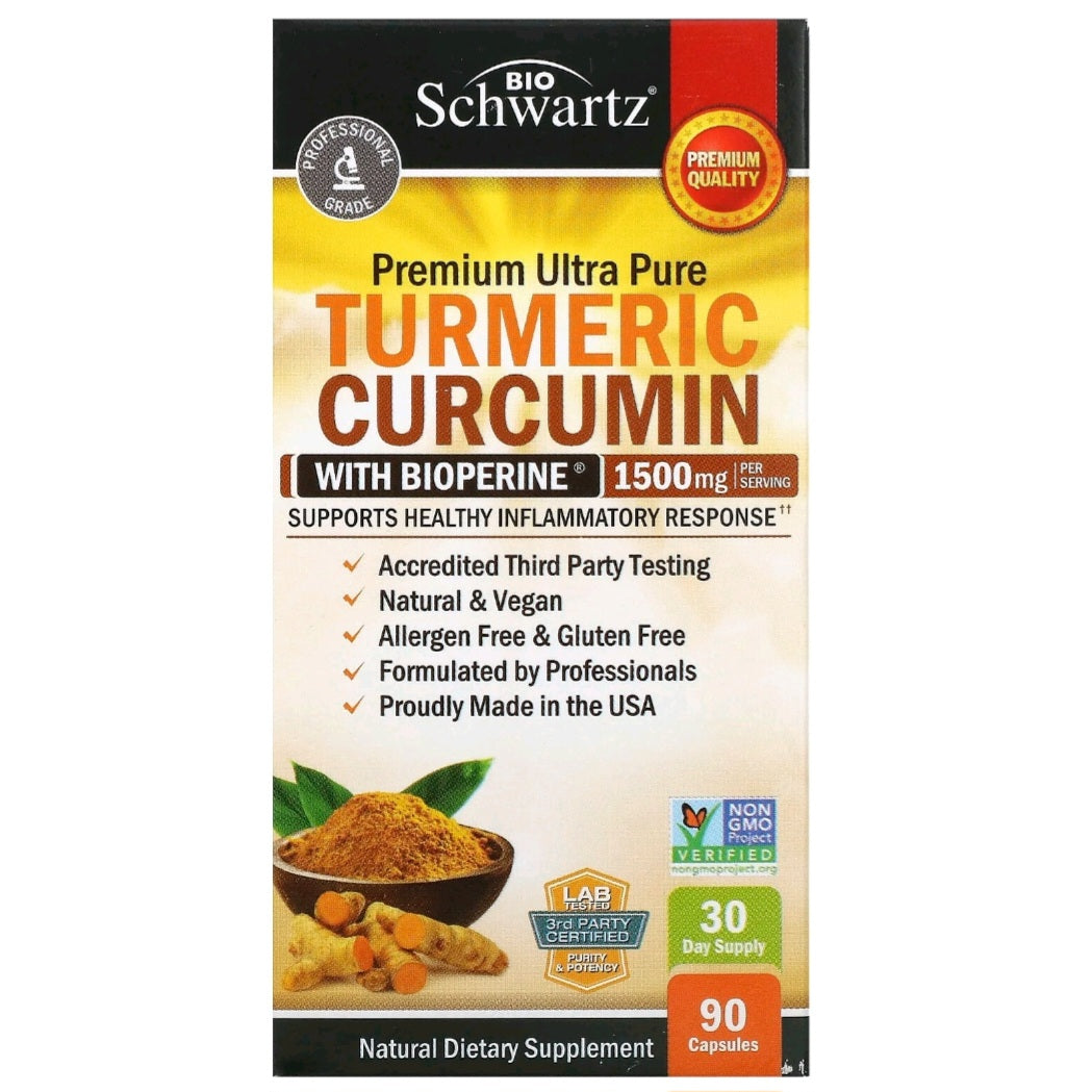 Bio Schwartz, Turmeric Curcumin with Bioperine, 1500 mg, 90 Capsules (500 mg per Capsule)
