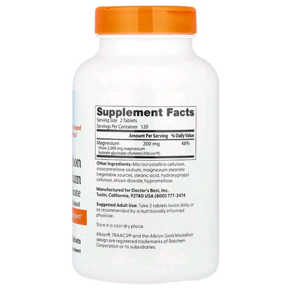 Doctor's Best, High Absorption Magnesium Glycinate, 200 mg, 240 Tablets