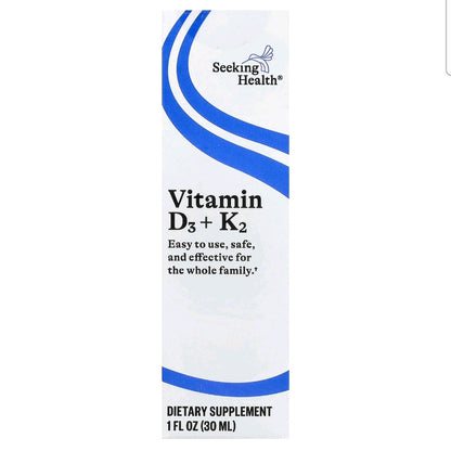 Seeking Health, Vitamin D3 + K2 Drops, 500 IU, 900 servings