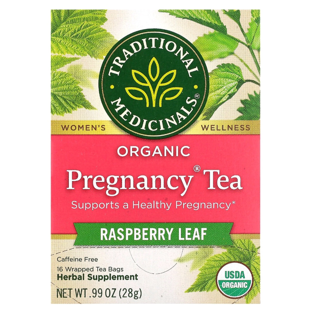 Traditional Medicinals, Organic Pregnancy Tea, Raspberry Leaf, Caffein Free, 16 Wrapped Tea Bags