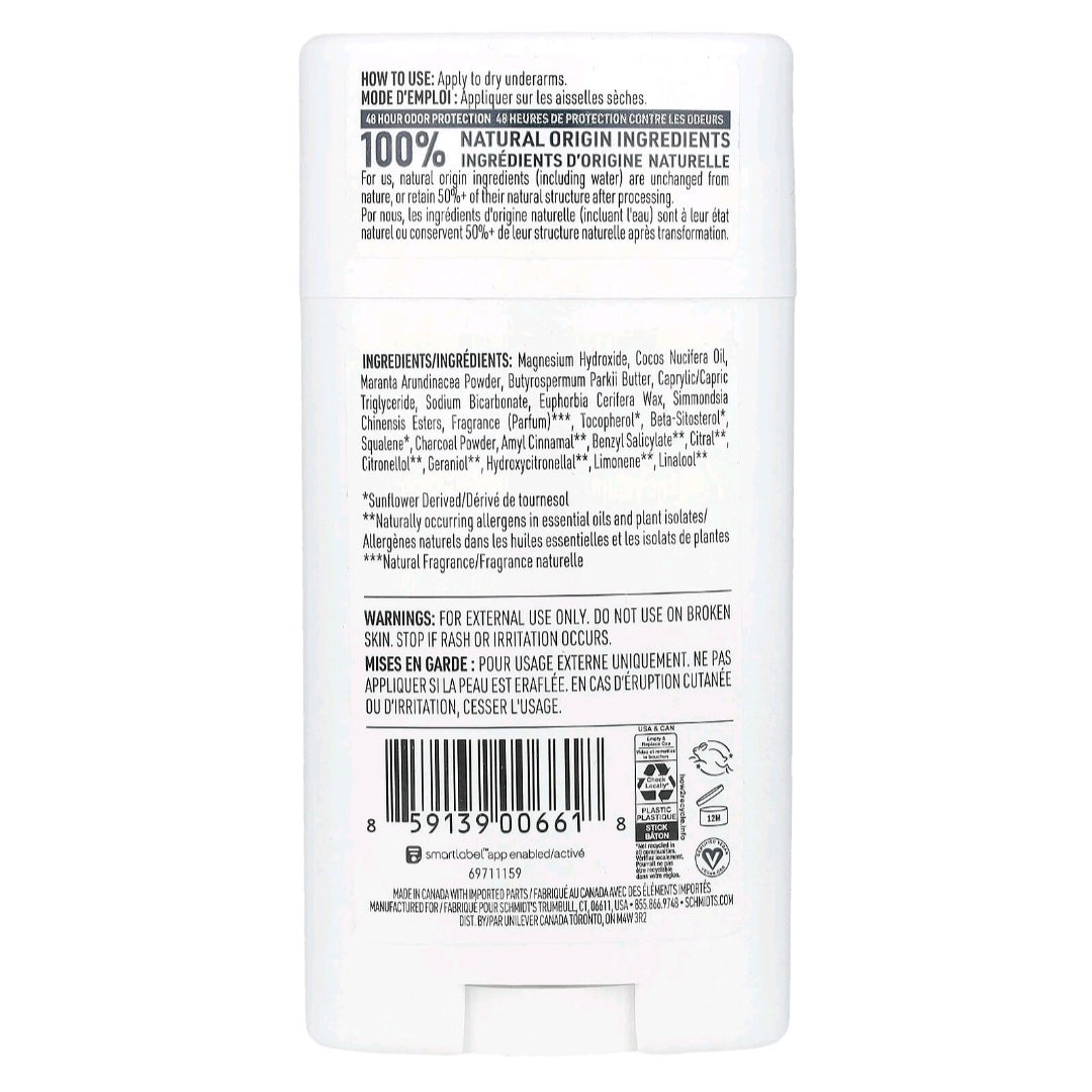Schmidt's, Natural Deodorant, Charcoal and Magnesium, 75 g