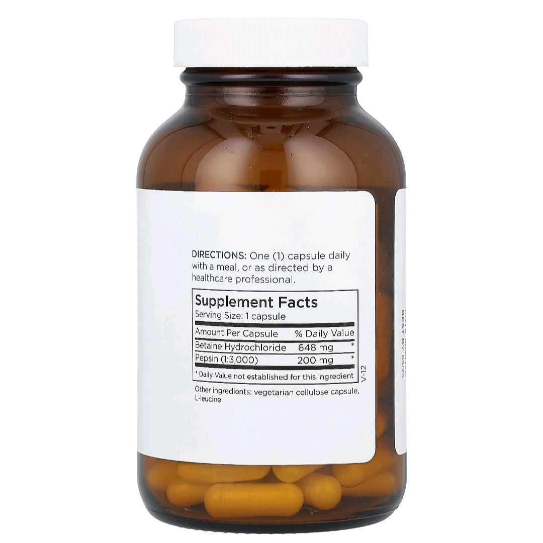 Metabolic Maintenance, Betaine Hydrochloride with Pepsin, 100 Capsules