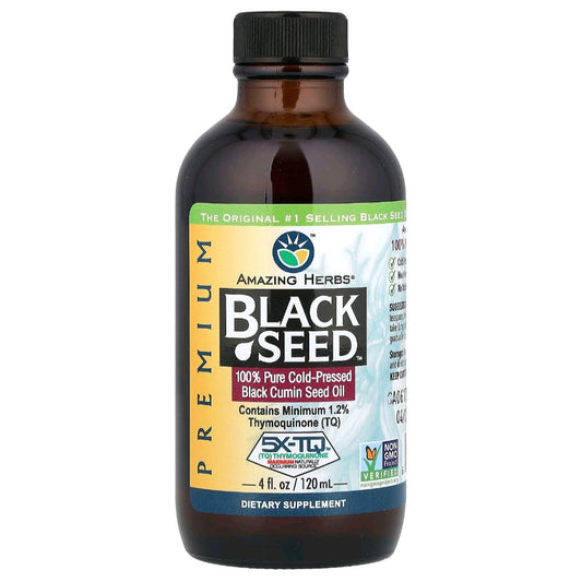 Amazing Herbs, Black Seed Oil, 100% Pure Cold Pressed Cumin Seed Oil, 120 ml