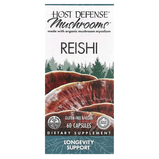 Host Defense, Mushrooms, Reishi, 0.5 g, 60 Capsules