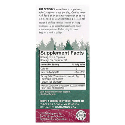 Host Defense, Mushrooms, Turkey Tail, 1 g, 60 Capsules