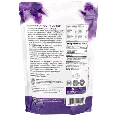Zint, Gelatin Thickening Protein Powder, Grass Fed Beef, 454 g