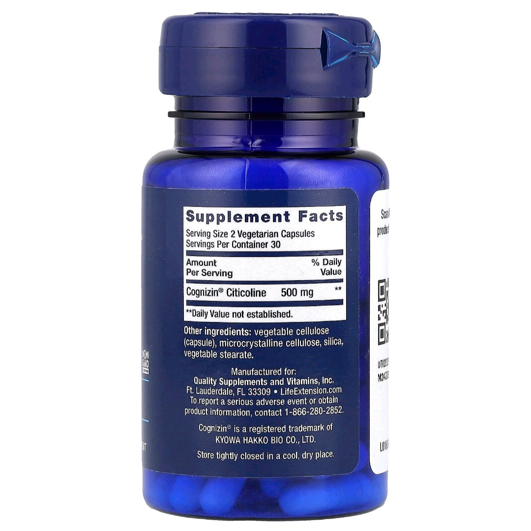 Life Extension, Citicoline (CDP-Choline), 500 mg, 60 Capsules (250 mg per Capsule)