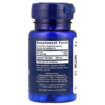 Life Extension, Citicoline (CDP-Choline), 500 mg, 60 Capsules (250 mg per Capsule)