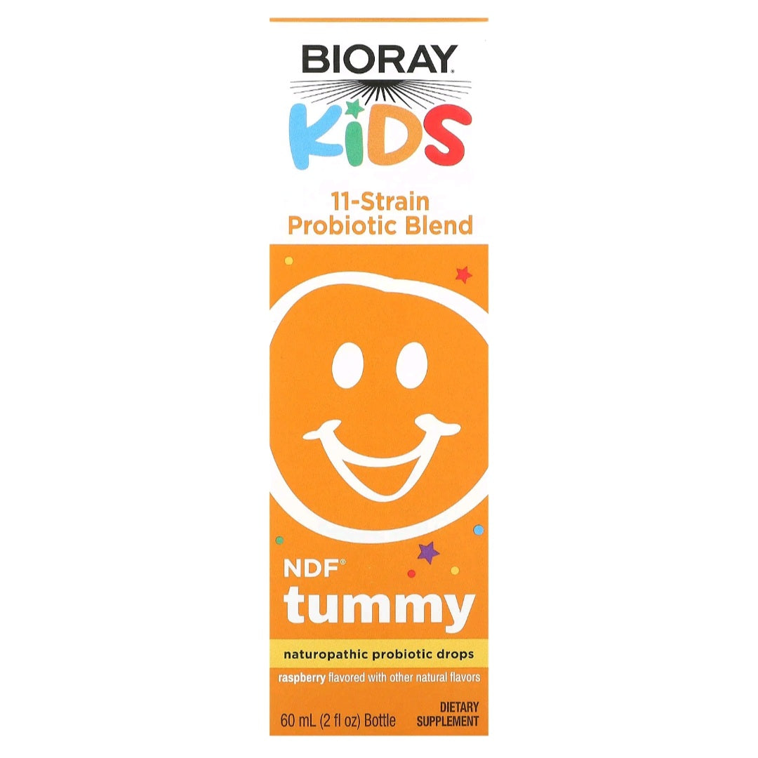 Bioray, Kids, NDF Tummy, 11 Strain Probiotic Blend, Raspberry, 60 ml