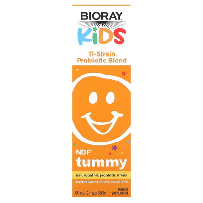 Bioray, Kids, NDF Tummy, 11 Strain Probiotic Blend, Raspberry, 60 ml