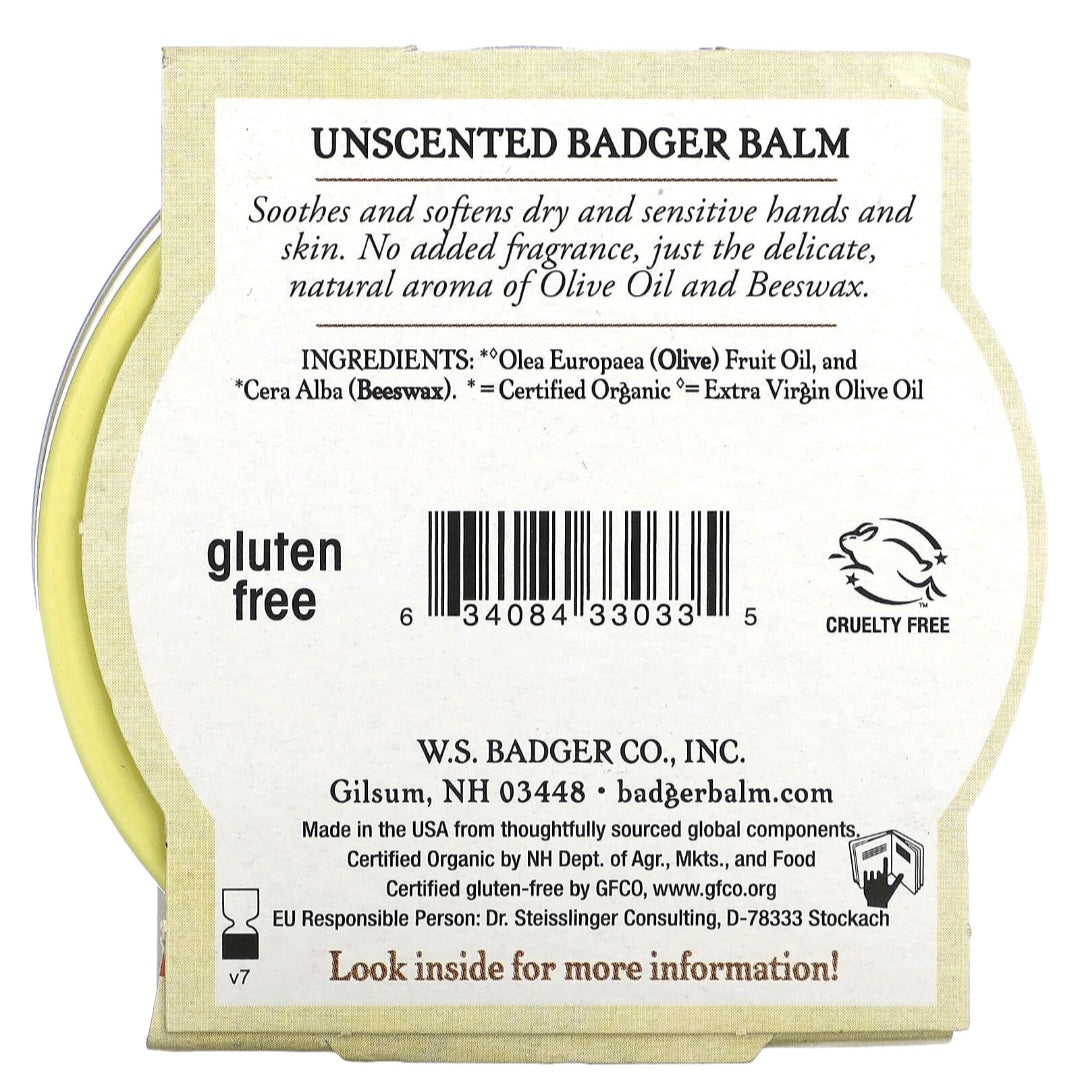 Badger Balm, For Sensitive Dry Skin, Unscented, 56 g