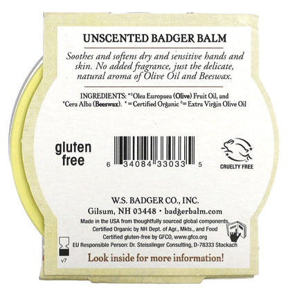 Badger Balm, For Sensitive Dry Skin, Unscented, 56 g