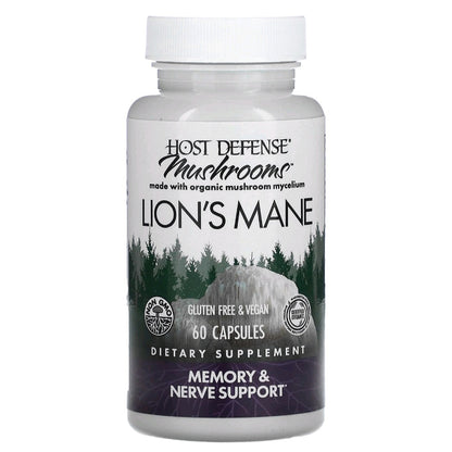 Host Defense, Mushrooms, Lion's Mane, 1 g, 60 Capsules