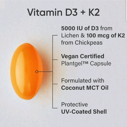 Sports Research, Vitamin D3 + K2, 5000 IU + 100 mcg, 2 months supply