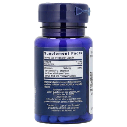 Life Extension, Optimized Chromium with Crominex 3+, 500 mcg, 60 Capsules