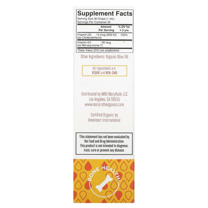 Mary Ruth's, Vitamin D3 + K2 Drops, 600 IU, 30 servings