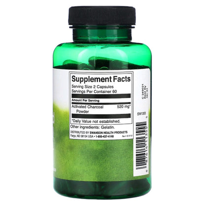 Swanson, Activated Charcoal, 260 mg per Capsule, 120 Capsules