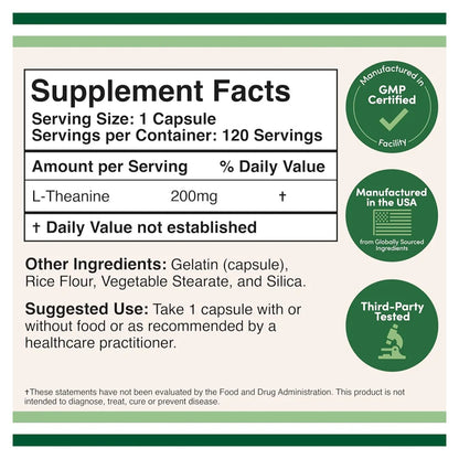 Double Wood, L-Theanine, 200 mg, 120 Capsules