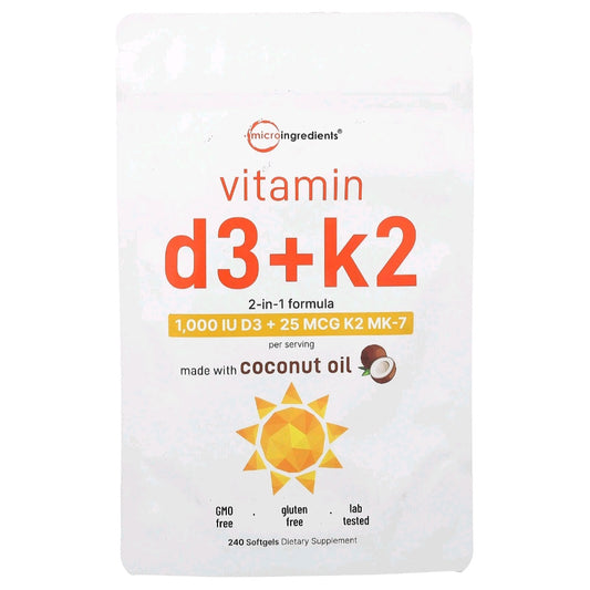 Micro ingredients, D3 K2, 1000 IU 280 softgels