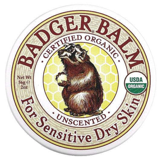 Badger Balm, For Sensitive Dry Skin, Unscented, 56 g