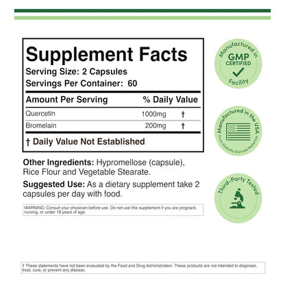Double Wood, Quercetin with Bromelain, 1200 mg, 120 caps