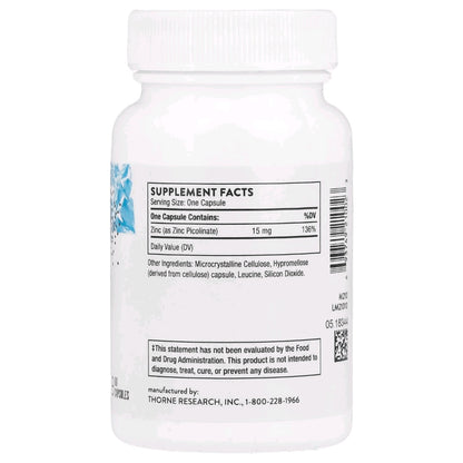 Thorne, Zinc Picolinate, 15 mg