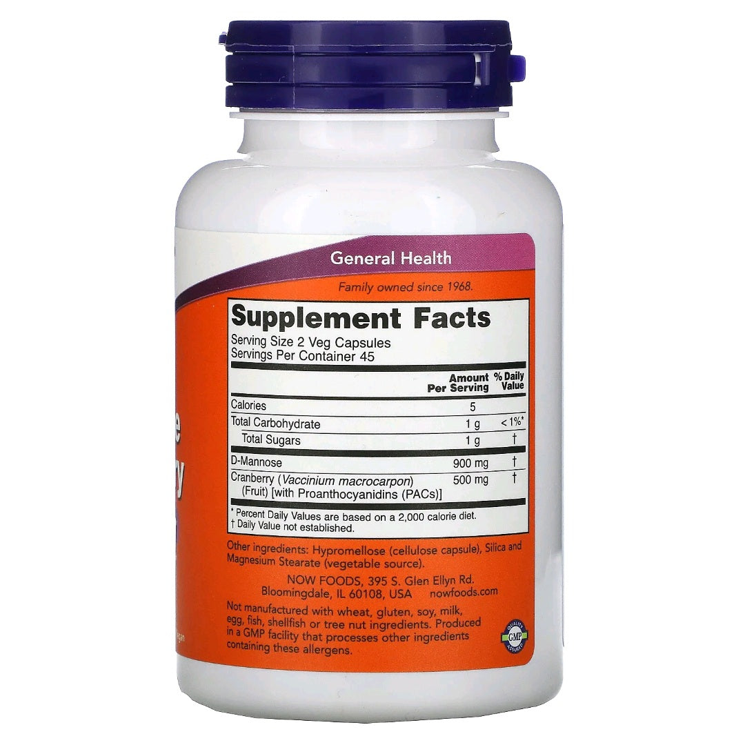 NOW Foods, Mannose Cranberry, 90 Capsules