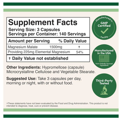 Double Wood, Magnesium Malate, 1500 mg, 420 Capsules