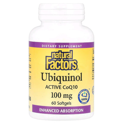 Natural Factors, Ubiquinol, Active Coq10, 100 mg, 60 softgels