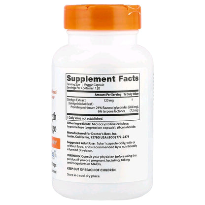 Doctor's Best, Extra Strength Ginkgo, 120 mg, 120 Capsules