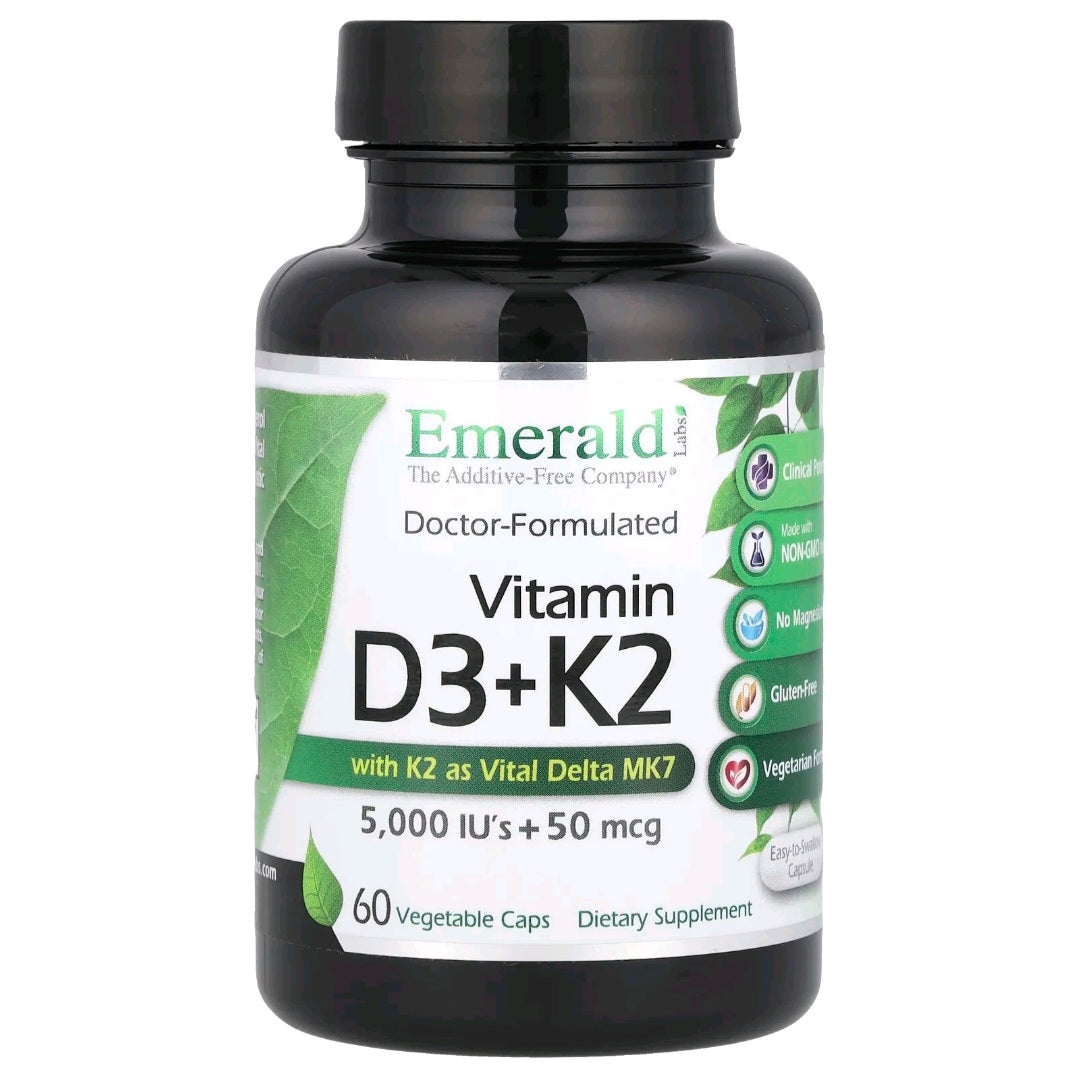Emerald, Vitamin D3 + K2, 5000 IU + 50 mcg, 2 months supply