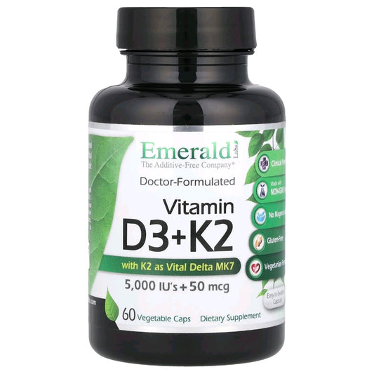 Emerald, Vitamin D3 + K2, 5000 IU + 50 mcg, 2 months supply
