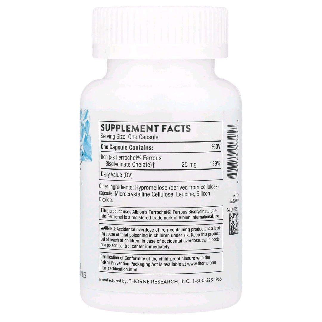 Thorne, Iron Bisglycinate, 25 mg, 60 Capsules