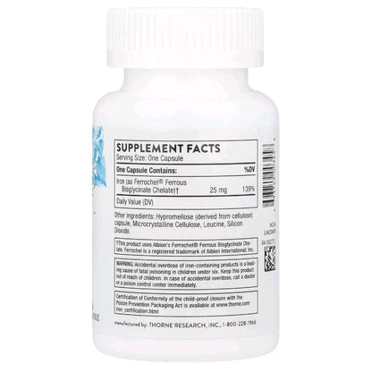 Thorne, Iron Bisglycinate, 25 mg, 60 Capsules
