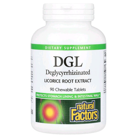 Natural Factors, DGL Deglycyrrhizinated Licorice Root Extract, 90 Chewable Tablets