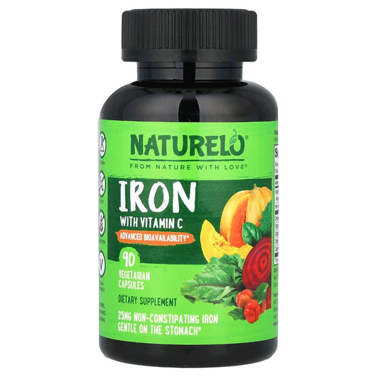 Naturelo, Iron With Vitamin C, 90 Capsules