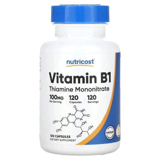 Nutricost, Vitamin B1, 100 mg, 120 Capsules