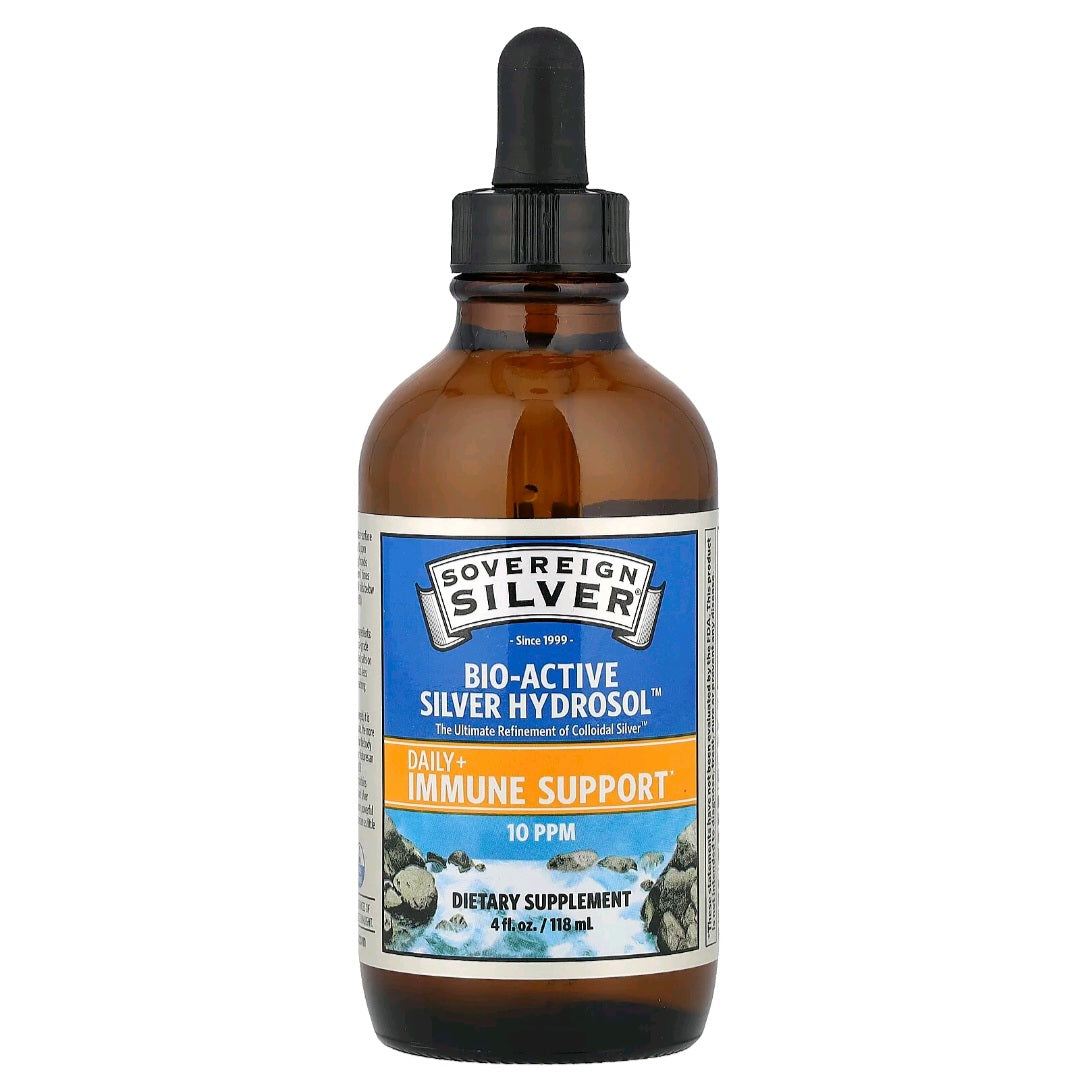 Sovereign Silver, Bio-Active Colloidal Silver Hydrosol Dropper, 10 PPM, 118 ml