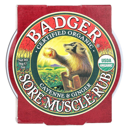 Badger, Organic Sore Muscle Rub, Cayenne & Ginger, 56 g