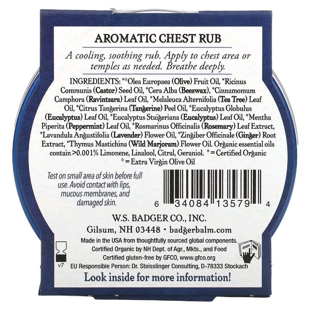 Badger, Aromatic Chest Rub, Eucalyptus Blend, 56 g