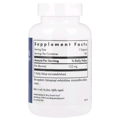 Allergy Research Group, Ox Bile, 125 mg, 180 Capsules
