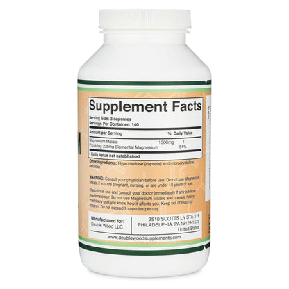 Double Wood, Magnesium Malate, 1500 mg, 420 Capsules