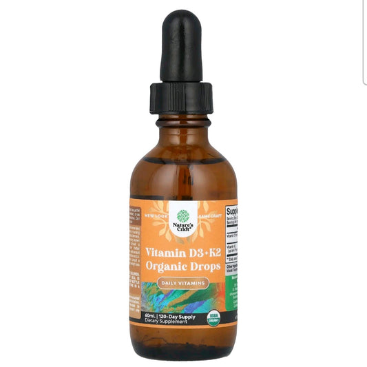 Nature's Craft, Organic Vitamin D3 + K2 for Kids, Alcohol Free, 60 ml